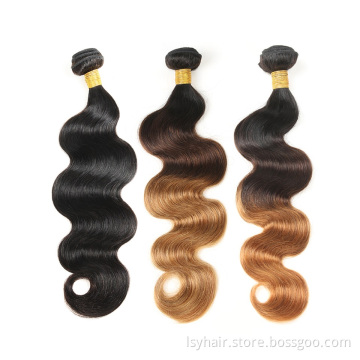 2019 Best Selling Ombre 3 Tones 1b 4 24 30 Color Body Wave Brazilian Human Hair Weave Bundles With Closure, Online Sale  Hair